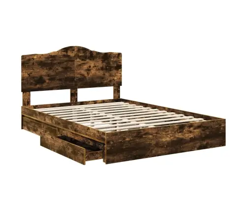 Glabāšanas Gulta Dūmaka Ozols 160 X 200 Cm Inženierijas Koks Vidaxl