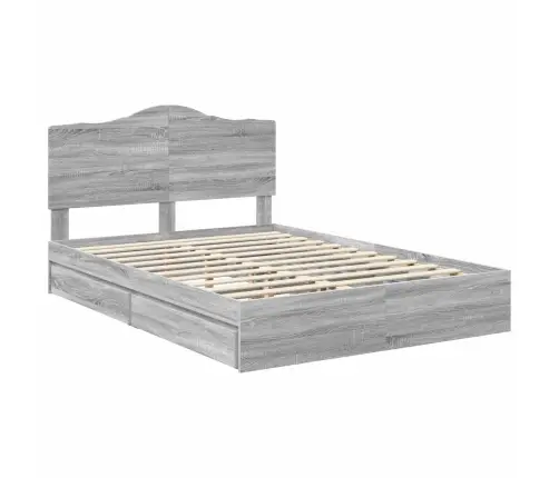 Gultas Rāmis Pelēks Sonoma 160 X 200 Cm Inženierijas Koks Vidaxl