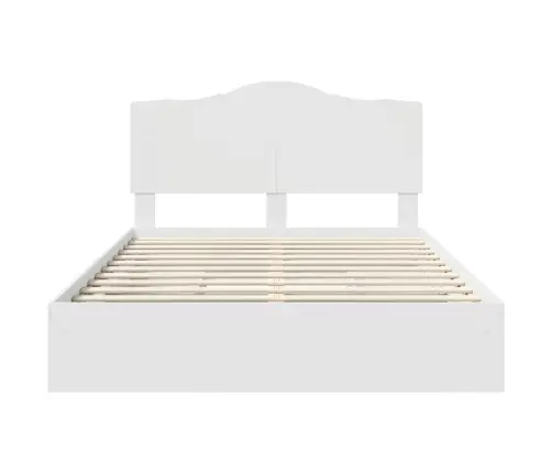 Laos Voodi Peaga Sahtliga Valge 150 X 200 Cm Tehispuit