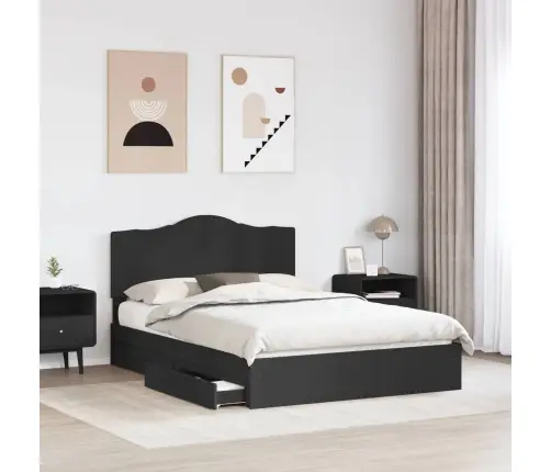 Gultas Rāmis Ar Atvilktni Melna 150 X 200 Cm Inženierijas Koks Vidaxl