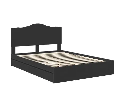 Gultas Rāmis Ar Atvilktni Melna 150 X 200 Cm Inženierijas Koks Vidaxl