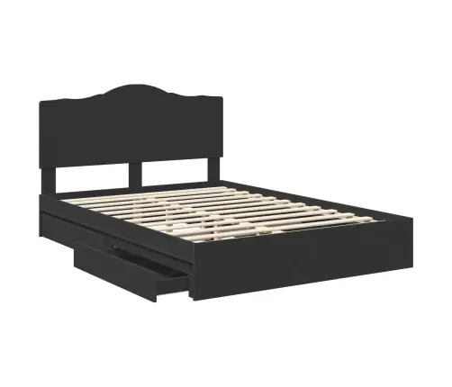 Gultas Rāmis Ar Atvilktni Melna 150 X 200 Cm Inženierijas Koks Vidaxl