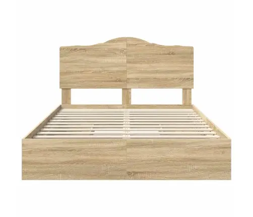 Gultas Rāmis Sonoma Ozols 150 X 200 Cm Inženierijas Koks Vidaxl