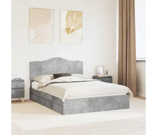 Laos Voodi Peaga Sahtliga Betoonhall 150 X 200 Cm Tehispuit