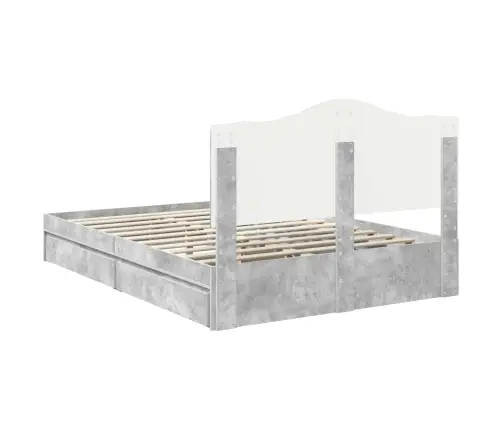 Laos Voodi Peaga Sahtliga Betoonhall 150 X 200 Cm Tehispuit