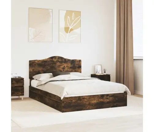 Laos Voodi Peaga Suitsetatud Tamm 140 X 200 Cm Tehispuit