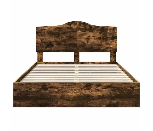 Laos Voodi Peaga Suitsetatud Tamm 140 X 200 Cm Tehispuit