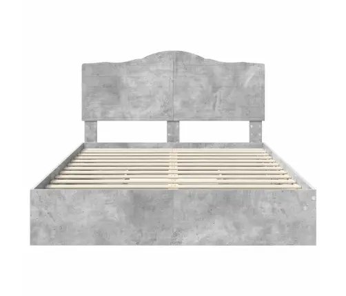 Gultas Rāmis Betona Pelēks 140 X 190 Cm Inženierijas Koks Vidaxl