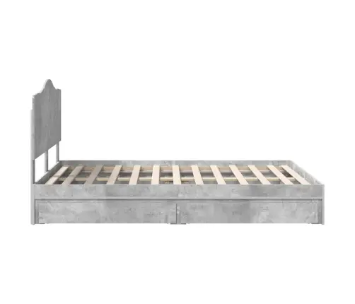 Gultas Rāmis Betona Pelēks 140 X 190 Cm Inženierijas Koks Vidaxl