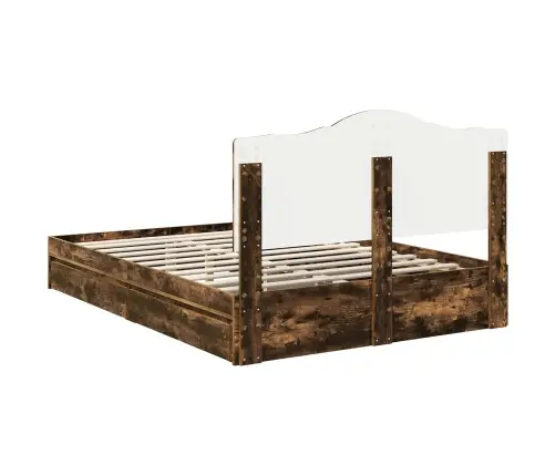 Gultas Rāmis Dūmaka Ozols 140 X 190 Cm Inženierijas Koks Vidaxl