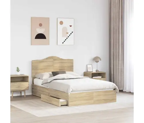 Glabāšanas Gulta Sonoma Ozols 135 X 190 Cm Inženierijas Koks Vidaxl