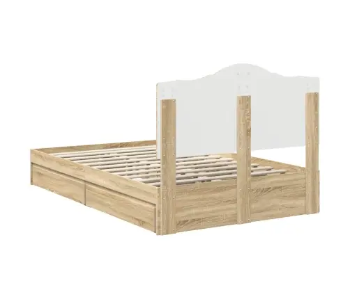 Glabāšanas Gulta Sonoma Ozols 135 X 190 Cm Inženierijas Koks Vidaxl