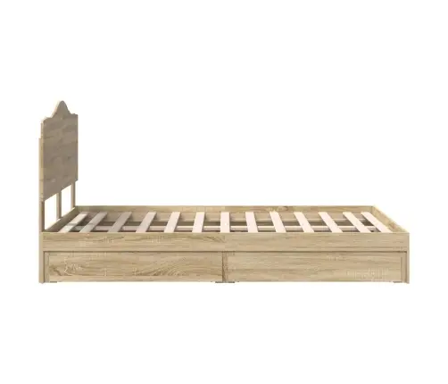 Glabāšanas Gulta Sonoma Ozols 135 X 190 Cm Inženierijas Koks Vidaxl