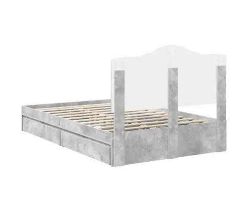 Lovos Rėmas Betono Pilka 135 X 190 Cm Apdirbta Mediena