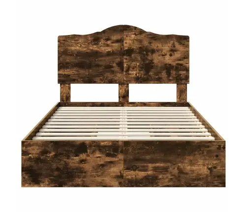 Laos Voodi Peaga Suitsetatud Tamm 135 X 190 Cm Tehispuit