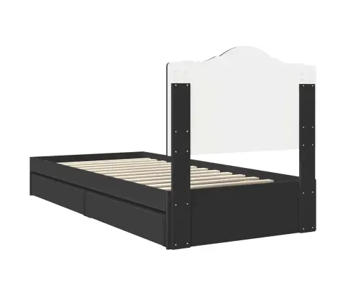 Gultas Rāmis Ar Atvilktni Melna 100 X 200 Cm Inženierijas Koks Vidaxl