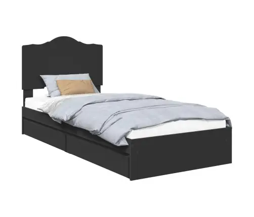 Gultas Rāmis Ar Atvilktni Melna 100 X 200 Cm Inženierijas Koks Vidaxl