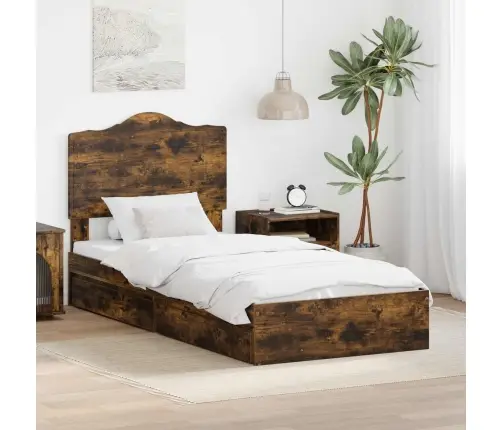 Gultas Rāmis Dūmaka Ozols 100 X 200 Cm Inženierijas Koks Vidaxl