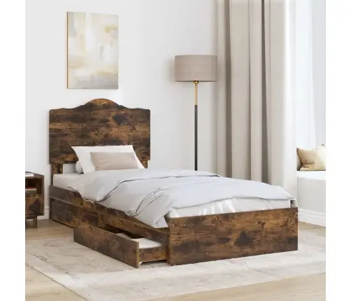 Gultas Rāmis Dūmaka Ozols 100 X 200 Cm Inženierijas Koks Vidaxl