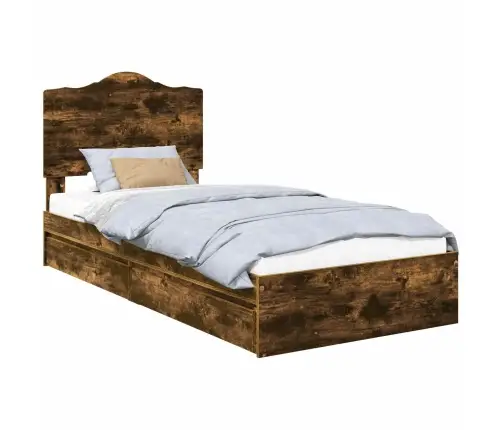 Gultas Rāmis Dūmaka Ozols 100 X 200 Cm Inženierijas Koks Vidaxl