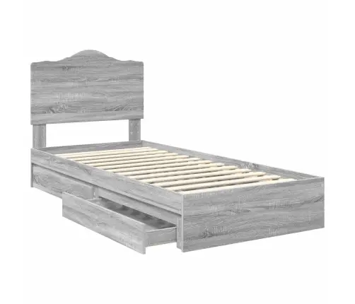 Gultas Rāmis Pelēks Sonoma 100 X 200 Cm Inženierijas Koks Vidaxl