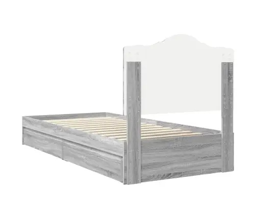 Gultas Rāmis Pelēks Sonoma 100 X 200 Cm Inženierijas Koks Vidaxl