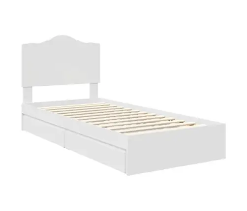 Laos Voodi Peaga Sahtliga Valge 90 X 200 Cm Tehispuit