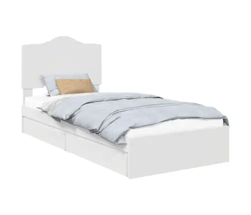 Laos Voodi Peaga Sahtliga Valge 90 X 200 Cm Tehispuit