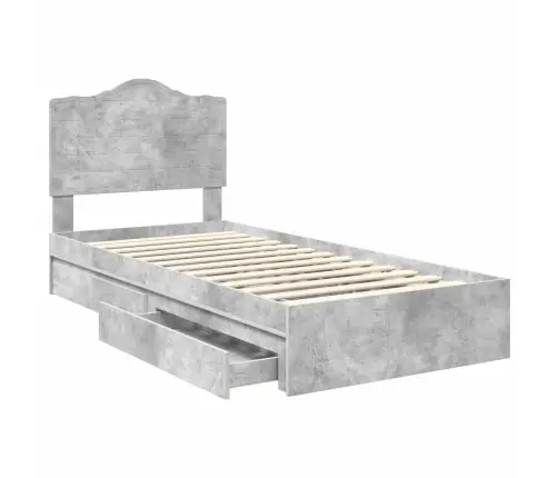 Gultas Rāmis Betona Pelēks 90 X 200 Cm Inženierijas Koks Vidaxl