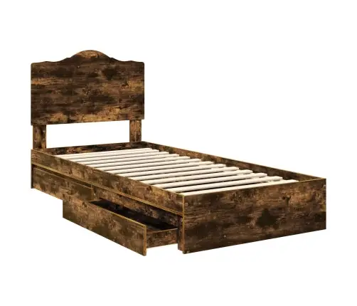 Laos Voodi Peaga Suitsetatud Tamm 90 X 200 Cm Tehispuit