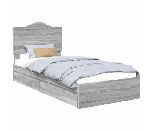 Gultas Rāmis Pelēks Sonoma 90 X 200 Cm Inženierijas Koks Vidaxl