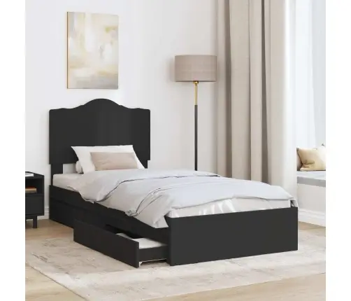 Laos Voodi Peaga Sahtliga Must 90 X 190 Cm Tehispuit