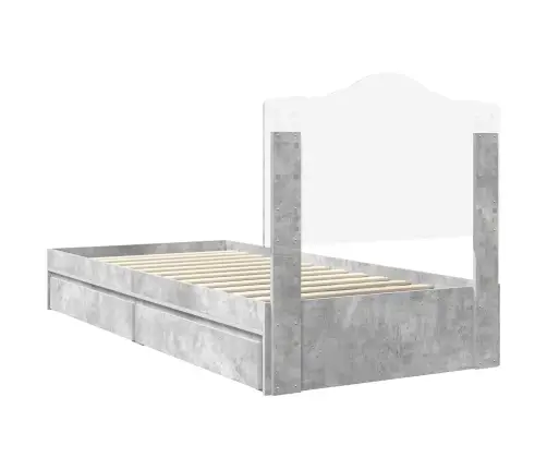 Gultas Rāmis Betona Pelēks 90 X 190 Cm Inženierijas Koks Vidaxl