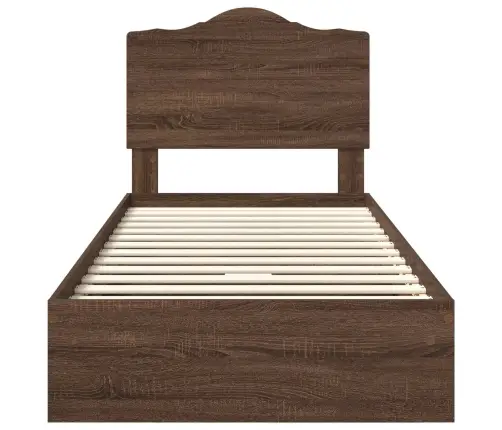 Laos Voodi Peaga Sahtliga Pruun Tamme 90 X 190 Cm Tehispuit