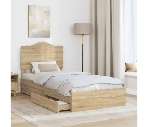 Gultas Rāmis Sonoma Ozols 75 X 190 Cm Inženierijas Koks Vidaxl