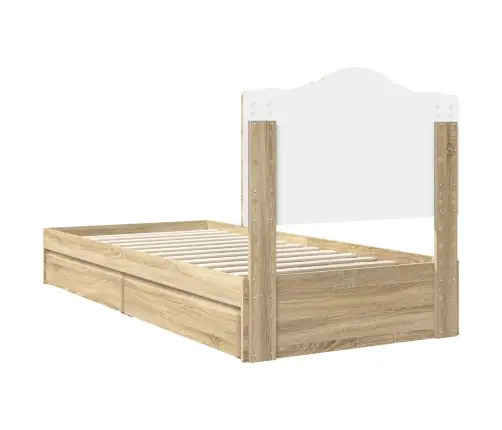 Gultas Rāmis Sonoma Ozols 75 X 190 Cm Inženierijas Koks Vidaxl