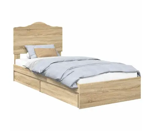 Gultas Rāmis Sonoma Ozols 75 X 190 Cm Inženierijas Koks Vidaxl