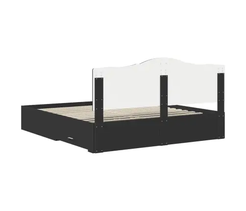 Voodi Raam Peaga Sahtliga Must 200 X 200 Cm Tehispuit