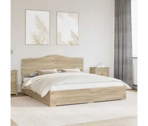 Gultas Rāmis Sonoma Ozols 200 X 200 Cm Inženierijas Koks Vidaxl