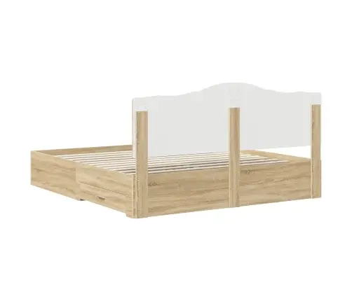 Gultas Rāmis Sonoma Ozols 200 X 200 Cm Inženierijas Koks Vidaxl