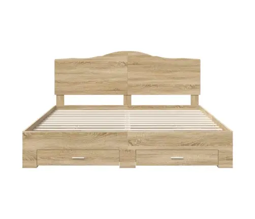 Gultas Rāmis Sonoma Ozols 200 X 200 Cm Inženierijas Koks Vidaxl