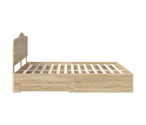 Gultas Rāmis Sonoma Ozols 200 X 200 Cm Inženierijas Koks Vidaxl