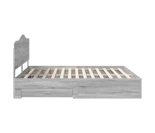 Gultas Rāmis Pelēks Sonoma 200 X 200 Cm Inženierijas Koks Vidaxl