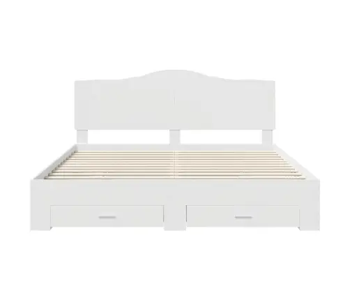 Gultas Rāmis Ar Atvilktni Balts 180 X 200 Cm Inženierijas Koks Vidaxl