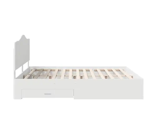 Gultas Rāmis Ar Atvilktni Balts 180 X 200 Cm Inženierijas Koks Vidaxl