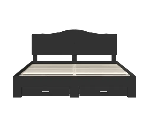 Voodi Raam Peaga Sahtliga Must 180 X 200 Cm Tehispuit