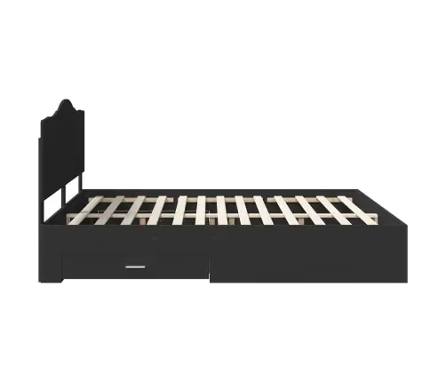 Voodi Raam Peaga Sahtliga Must 180 X 200 Cm Tehispuit