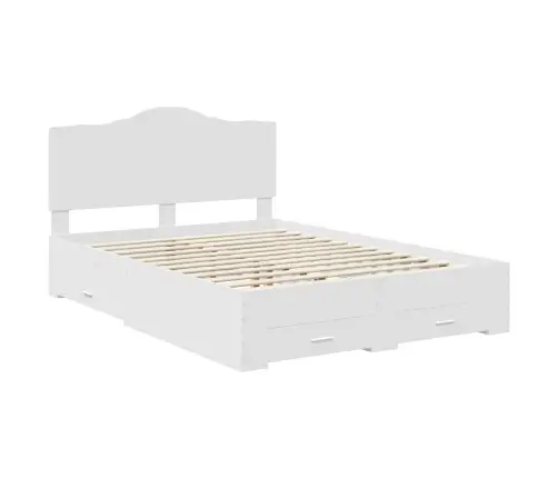 Gultas Rāmis Ar Atvilktni Balts 160 X 200 Cm Inženierijas Koks Vidaxl