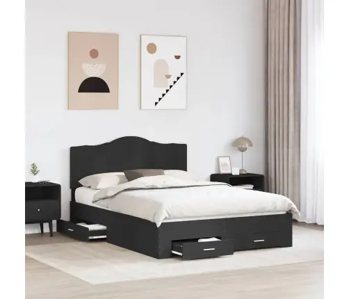 Gultas Rāmis Ar Atvilktni Melna 160 X 200 Cm Inženierijas Koks Vidaxl