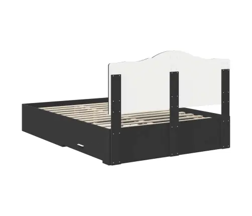 Gultas Rāmis Ar Atvilktni Melna 160 X 200 Cm Inženierijas Koks Vidaxl